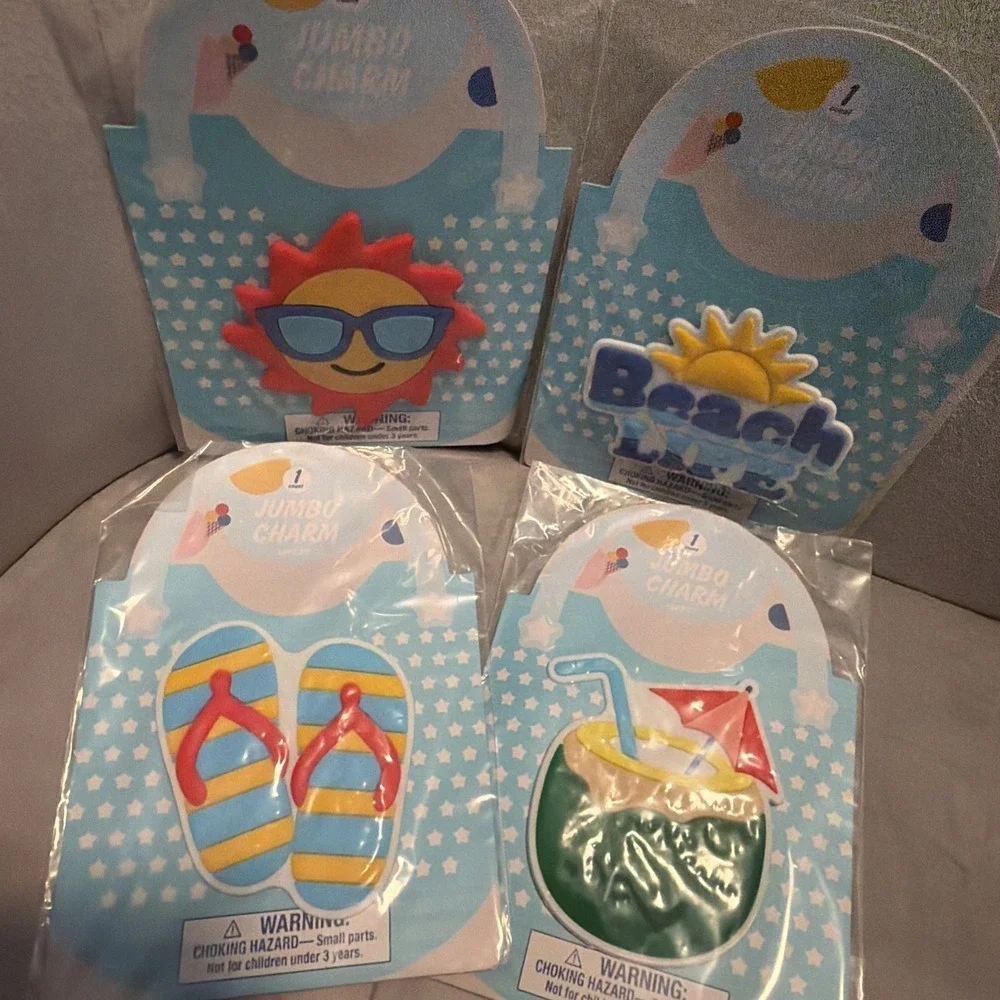 4 Jumbo Charms for Bogg Tote Bags - Sandal, Sun, Drink & Beach Life Set of 4